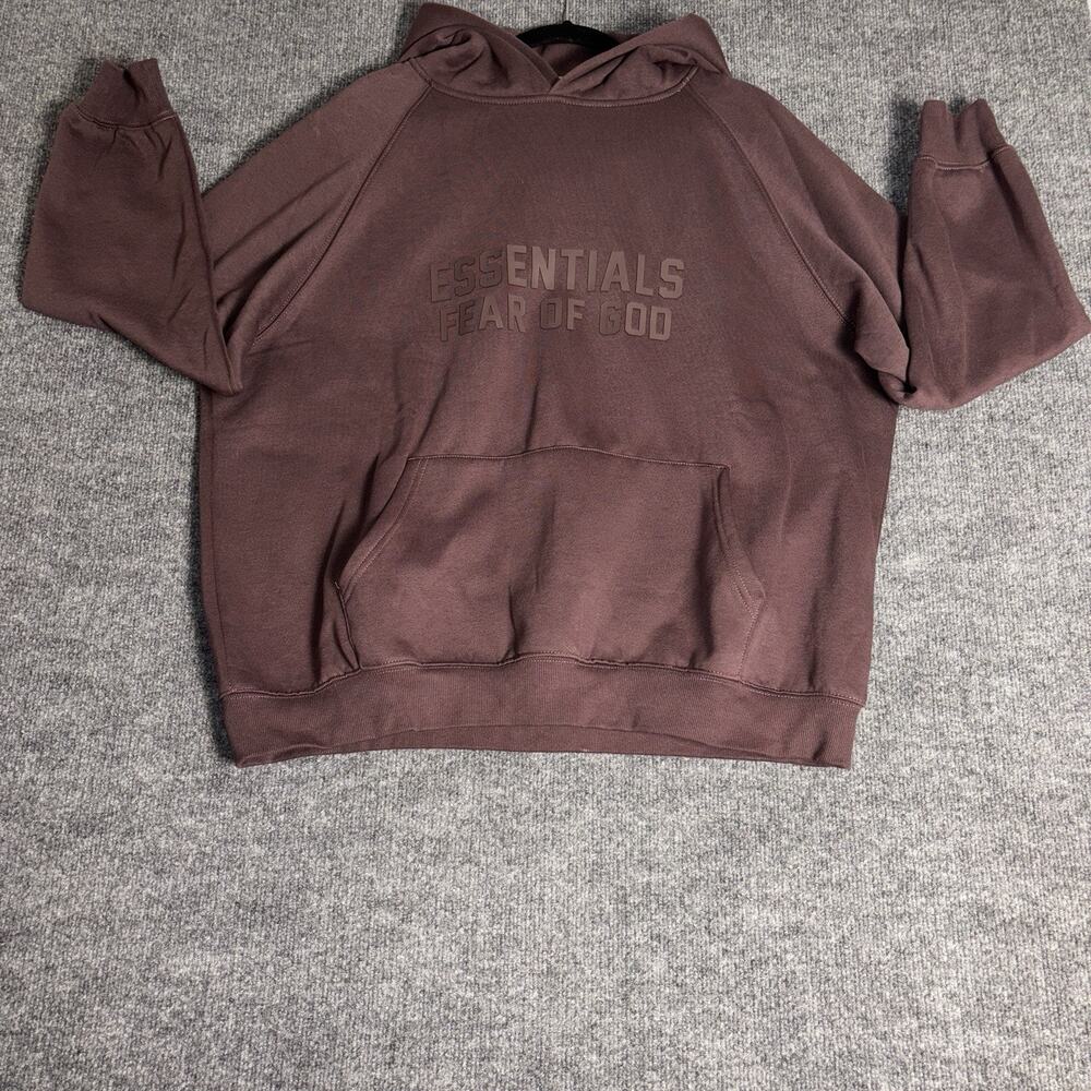 Fear of God ESSENTIALS Men’s Brushed Hoodie L Wood Brown Oversized Fit
